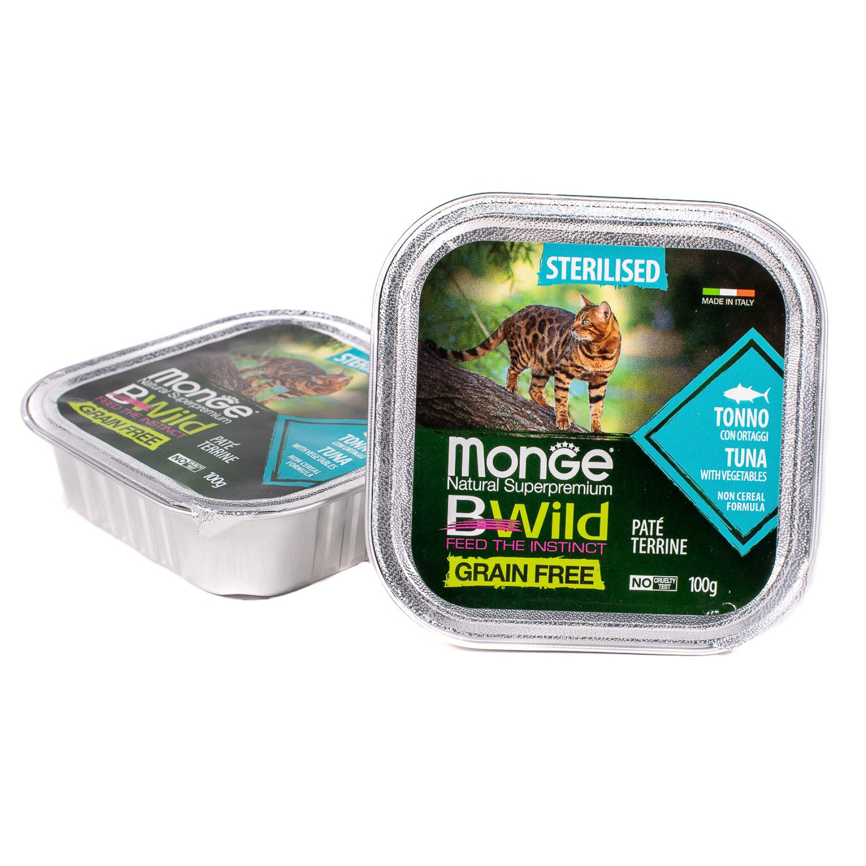 Паштет для кошек Monge Cat Wet Bwild Grain Free Sterilised Тунец, овощи 100 г