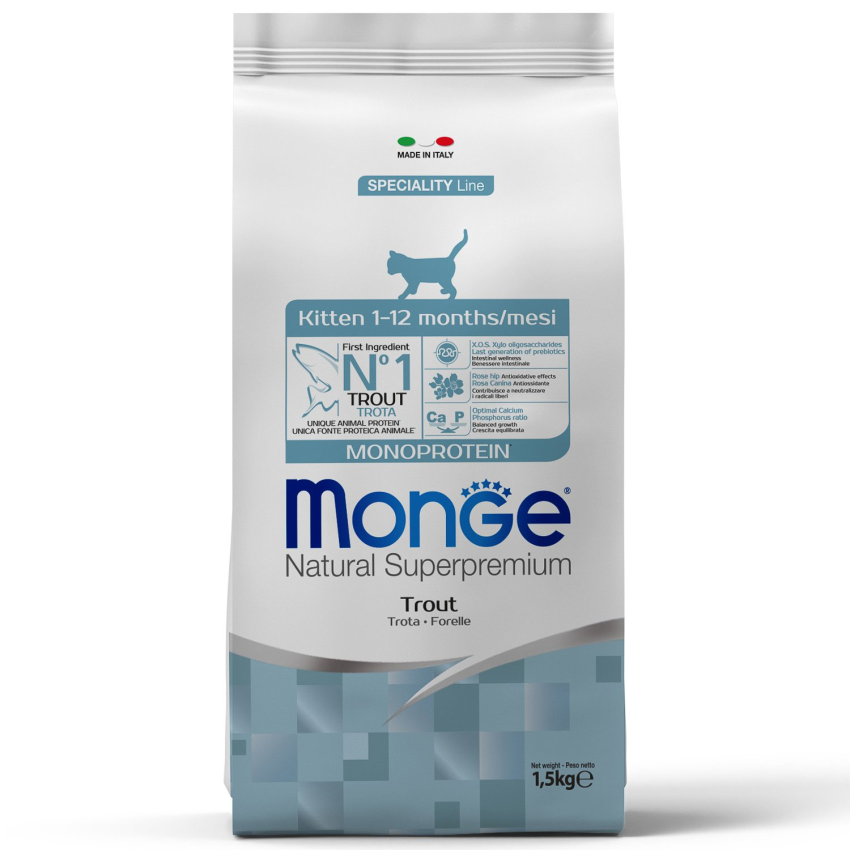 Сухой корм для котят Monge Cat Monoprotein Kitten с форелью 1.5 кг