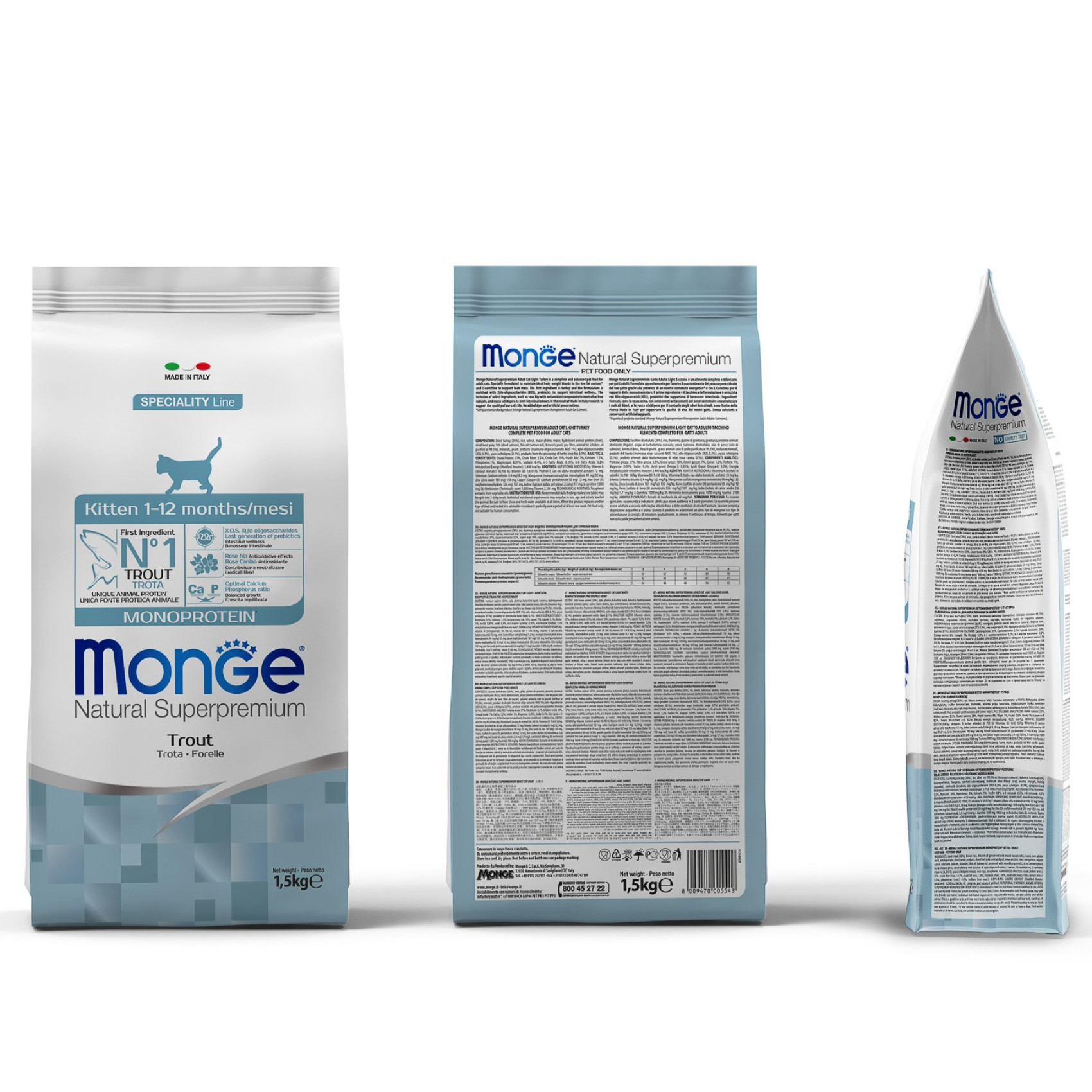 Сухой корм для котят Monge Cat Monoprotein Kitten с форелью 1.5 кг
