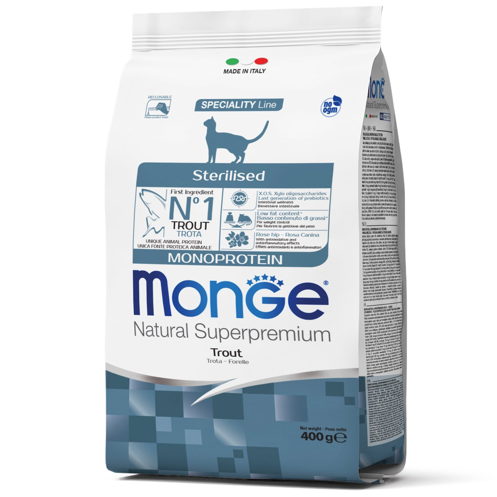 Сухой корм для стерилизованных котов Monge Cat Monoprotein Sterilised с Форелью 400 г