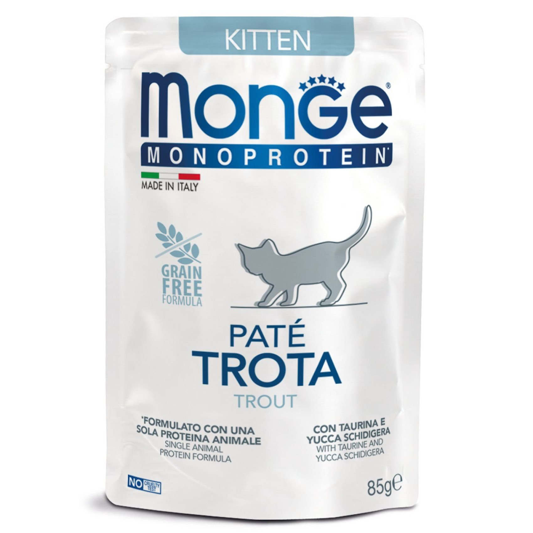 Вологий корм для кошенят Monge Cat MONOPROTEIN Kitten 100% Форель 85 г