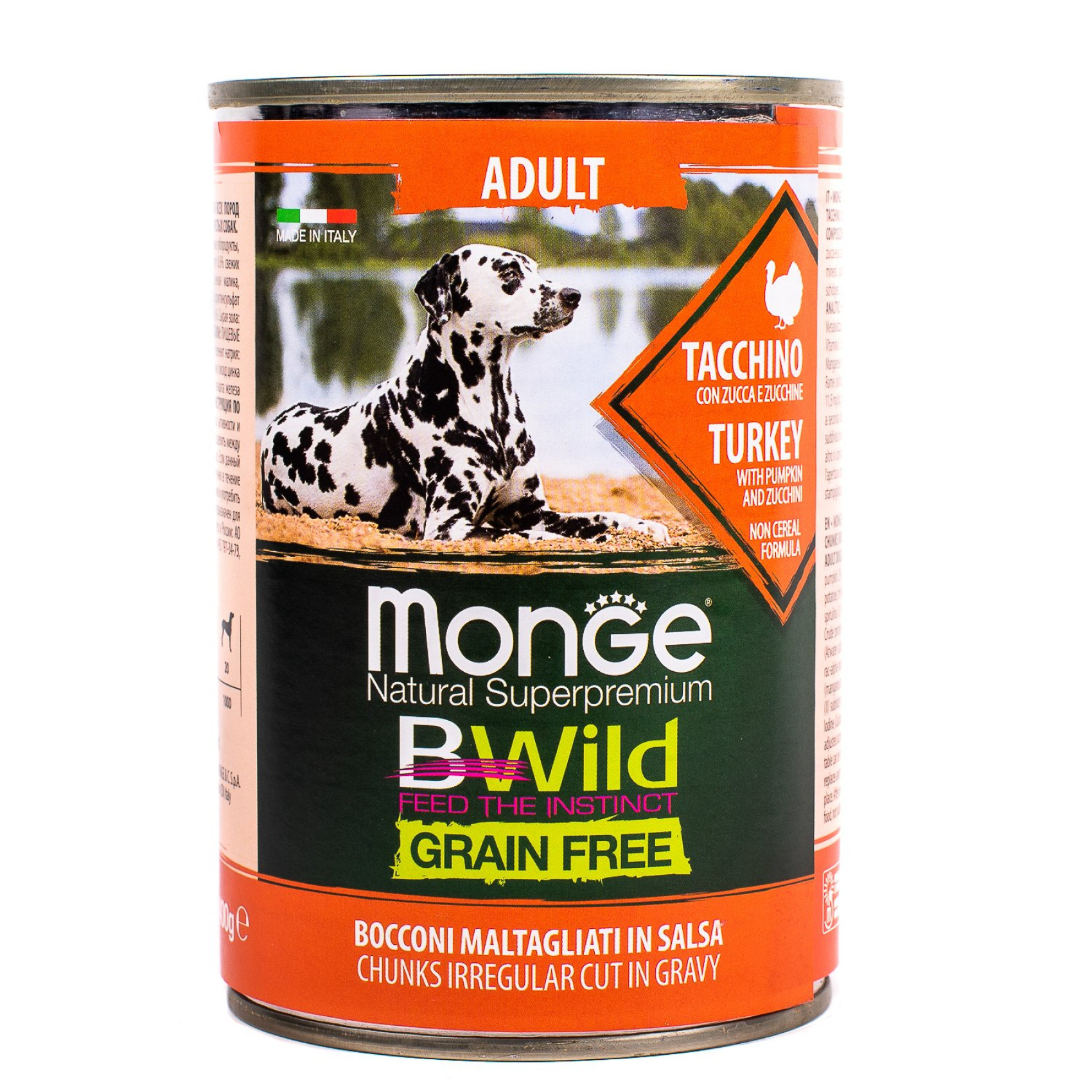 Консерва для собак Monge Dog Bwild Grain Free Adult Индейка тыква цуккини 400г