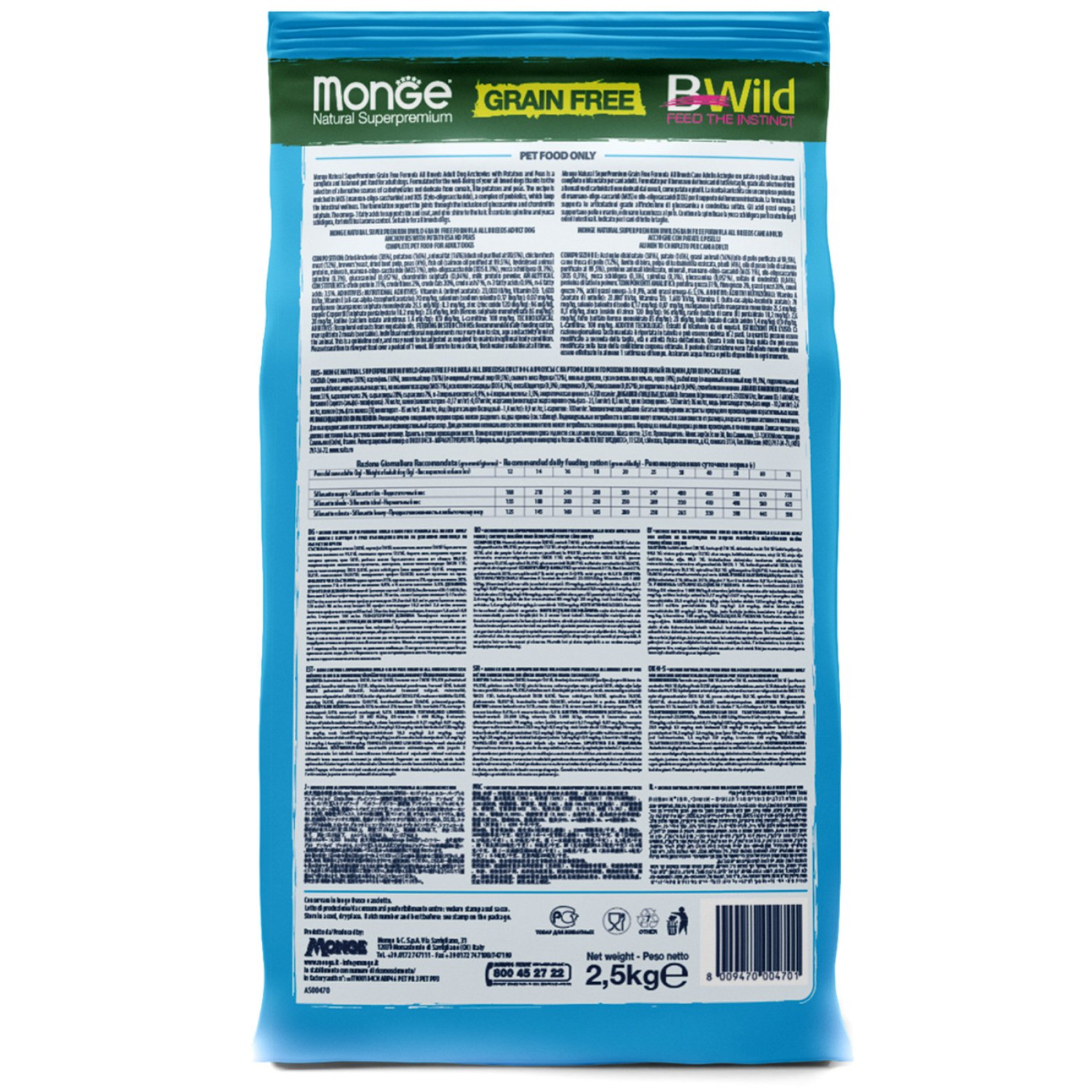 Сухой корм для собак Monge Dog Bwild Grain Free Анчоус 2.5 кг