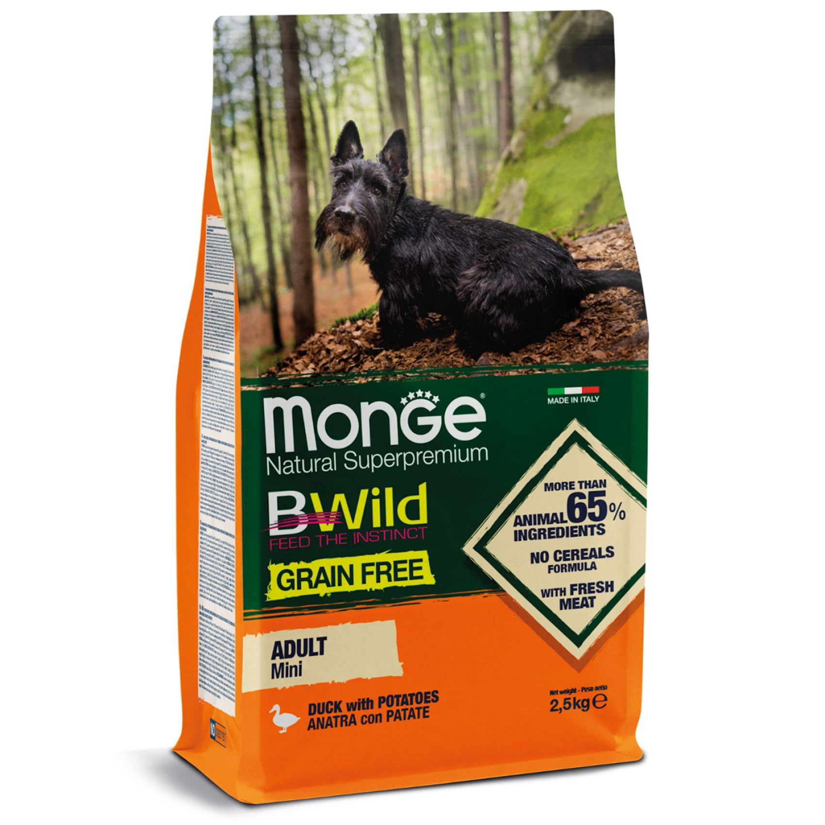 Сухой корм для собак Monge Dog Bwild Grain Free Mini Утка 15 кг