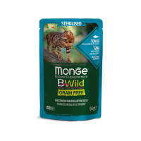 Влажный корм для кошек Monge Cat Wet Bwild Grain Free Sterilised Тунец, Креветки, Овощи 85 г