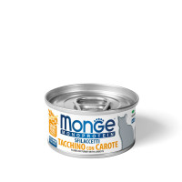 Паштет для котів Monge Cat MONOPROTEIN м'ясні пластівці  Індичка, морква 80 г