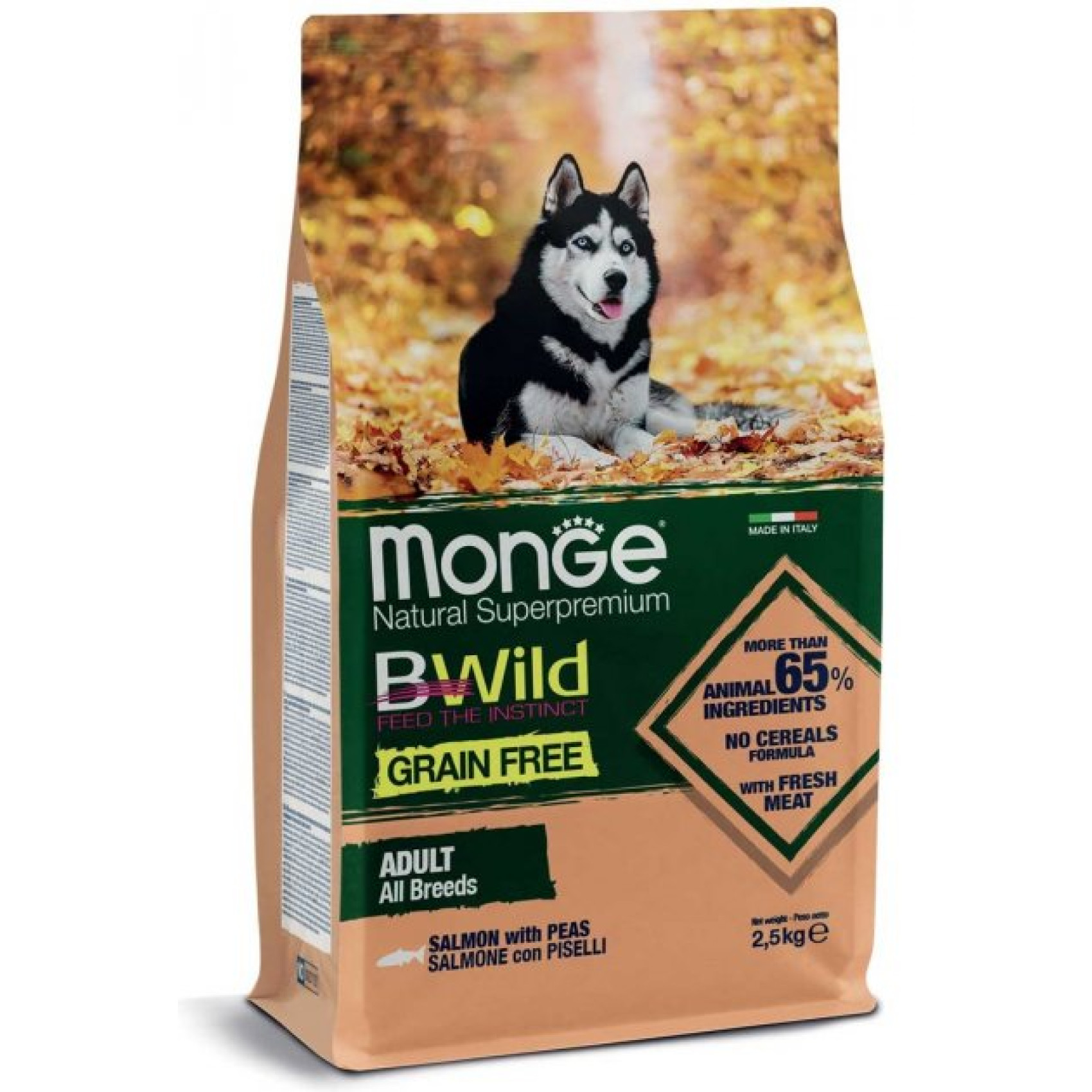 Сухой корм для собак Monge Dog Bwild Grain Free Лосось 2.5 кг
