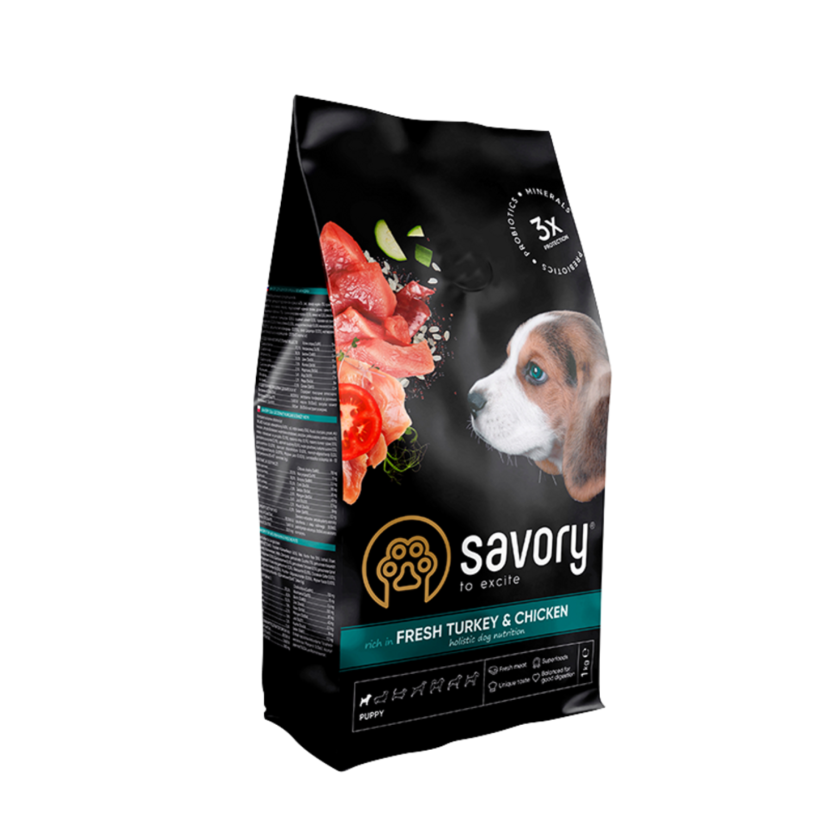 Сухий корм для цуценят Savory Puppy Fresh 1 кг - індичка та курка