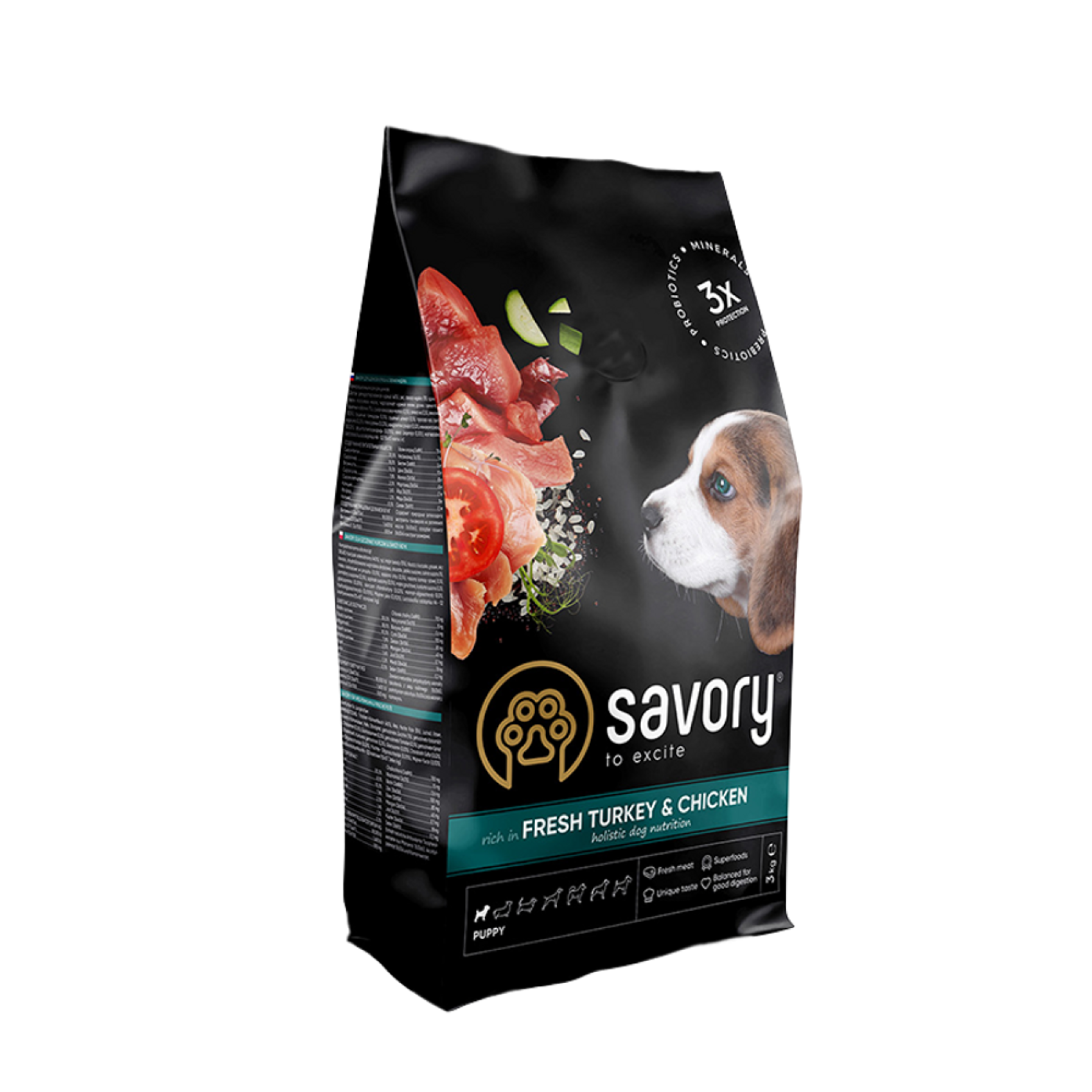 Сухий корм для цуценят Savory Puppy Fresh 3 кг - індичка та курка