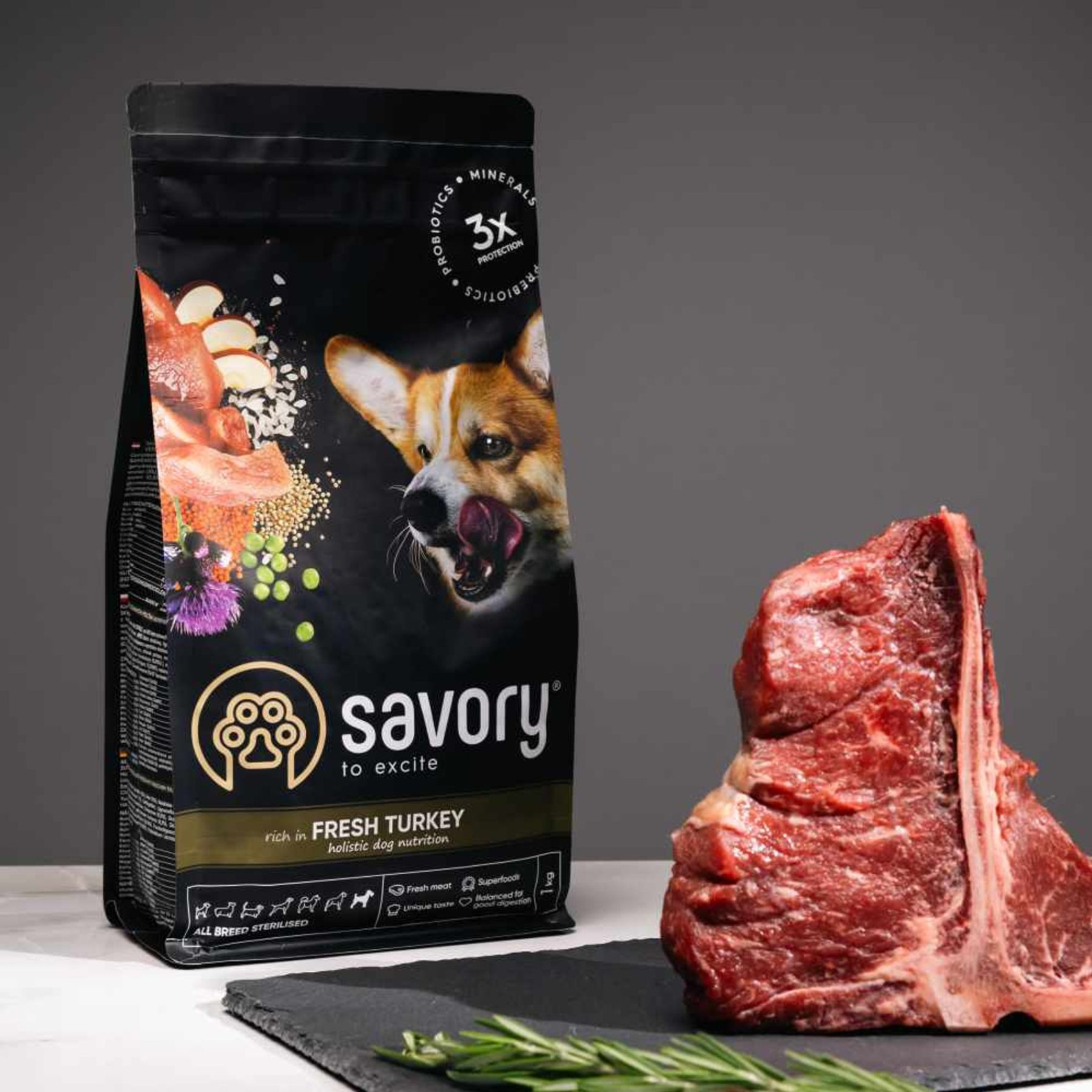 Сухий корм для собак Savory All Breed Sterilised Fresh 1 кг - індичка