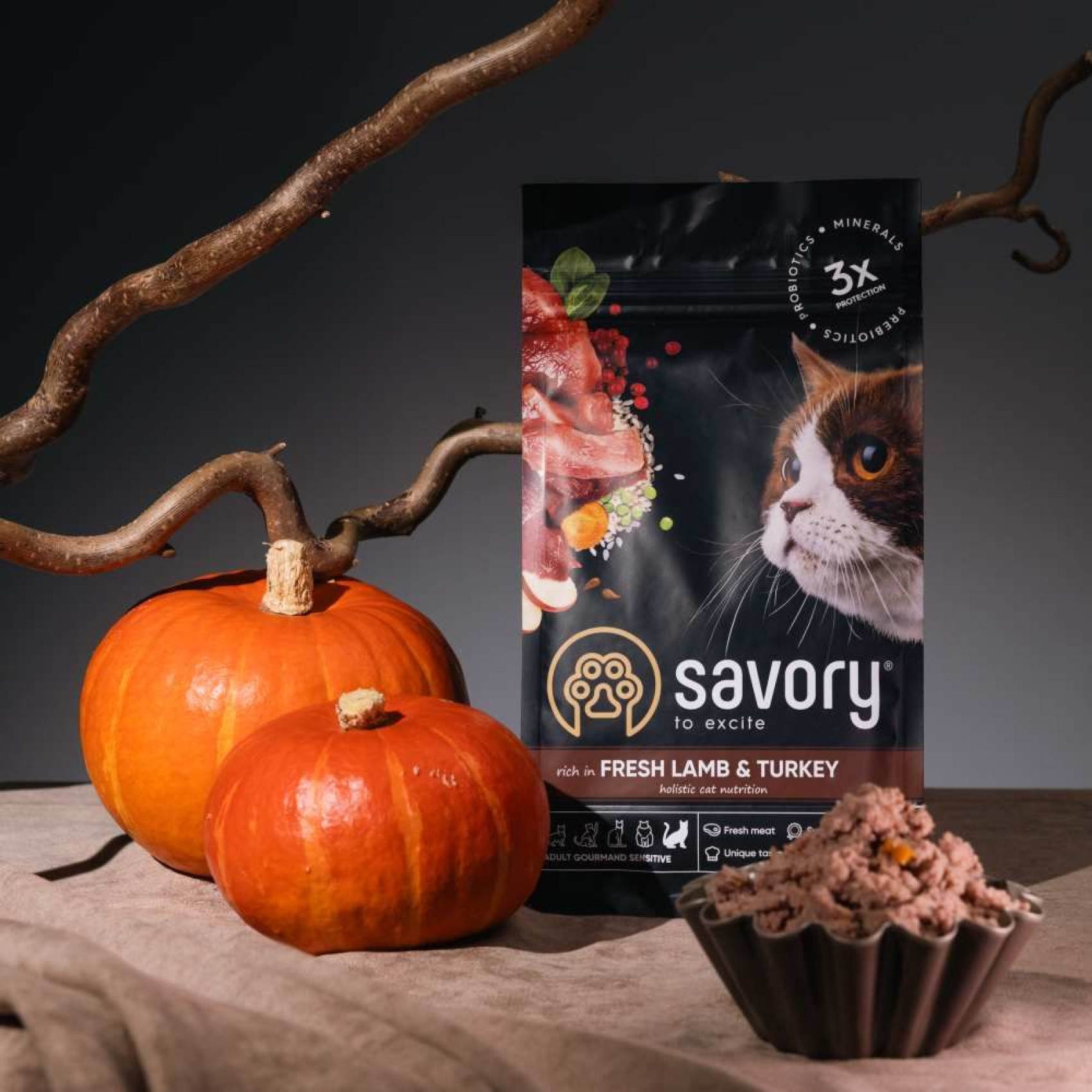 Сухий корм для котів Savory Adult Cat Sensitive Digestion Fresh 400 г - ягня та індичка
