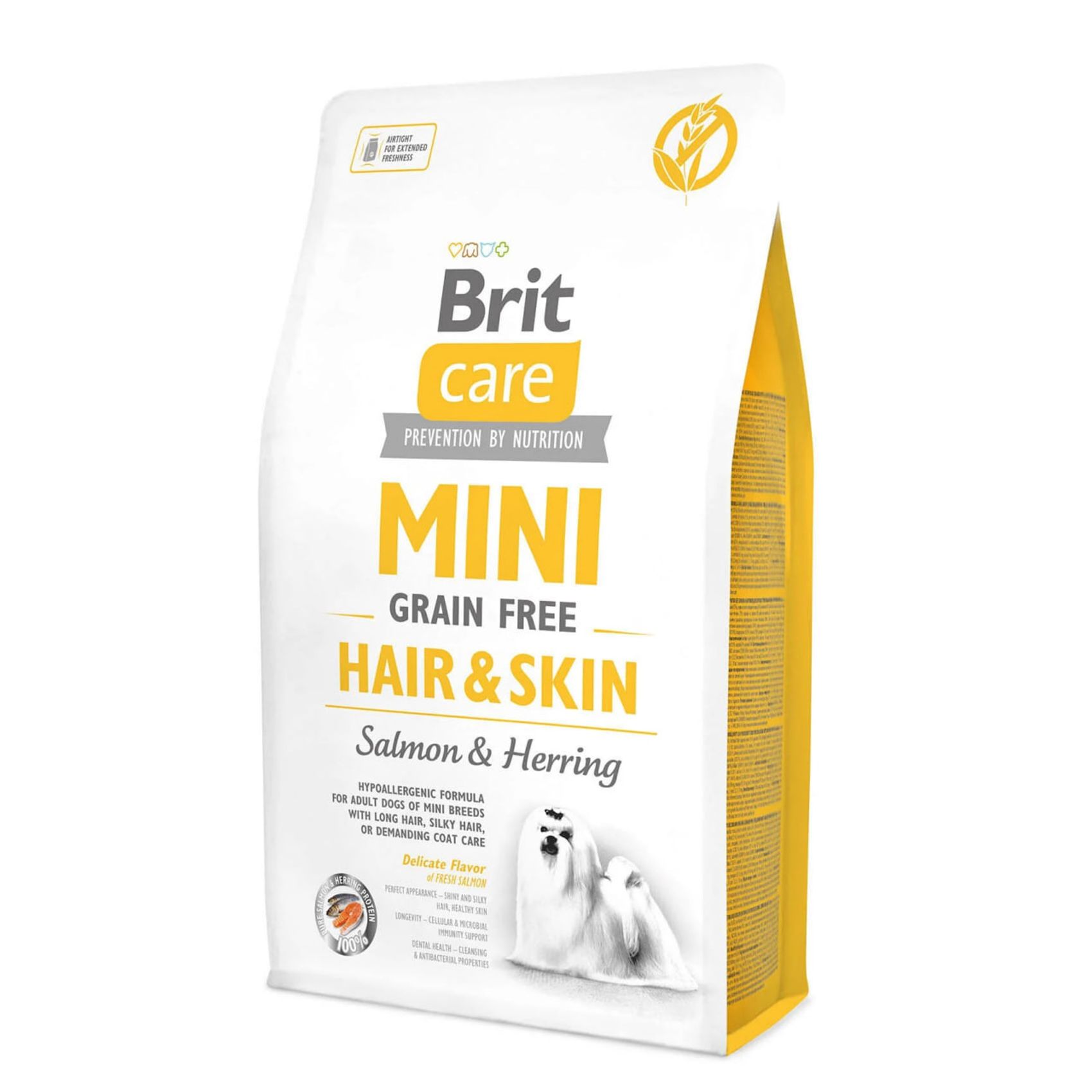 Сухой корм для собак Brit Care Mini GF Hair & Skin 2 кг - лосось и селедка