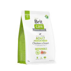 Сухой корм для собак средних пород Brit Care Dog Sustainable Adult Medium Breed| (курица и насекомые) 3 кг
