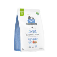 Сухой корм для собак крупных пород Brit Care Dog Sustainable Adult Large Breed| (курица и насекомые) 3 кг