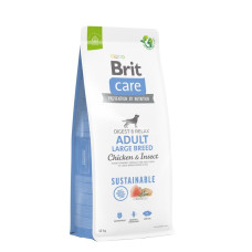 Сухой корм для собак крупных пород Brit Care Dog Sustainable Adult Large Breed| (курица и насекомые) 12 кг
