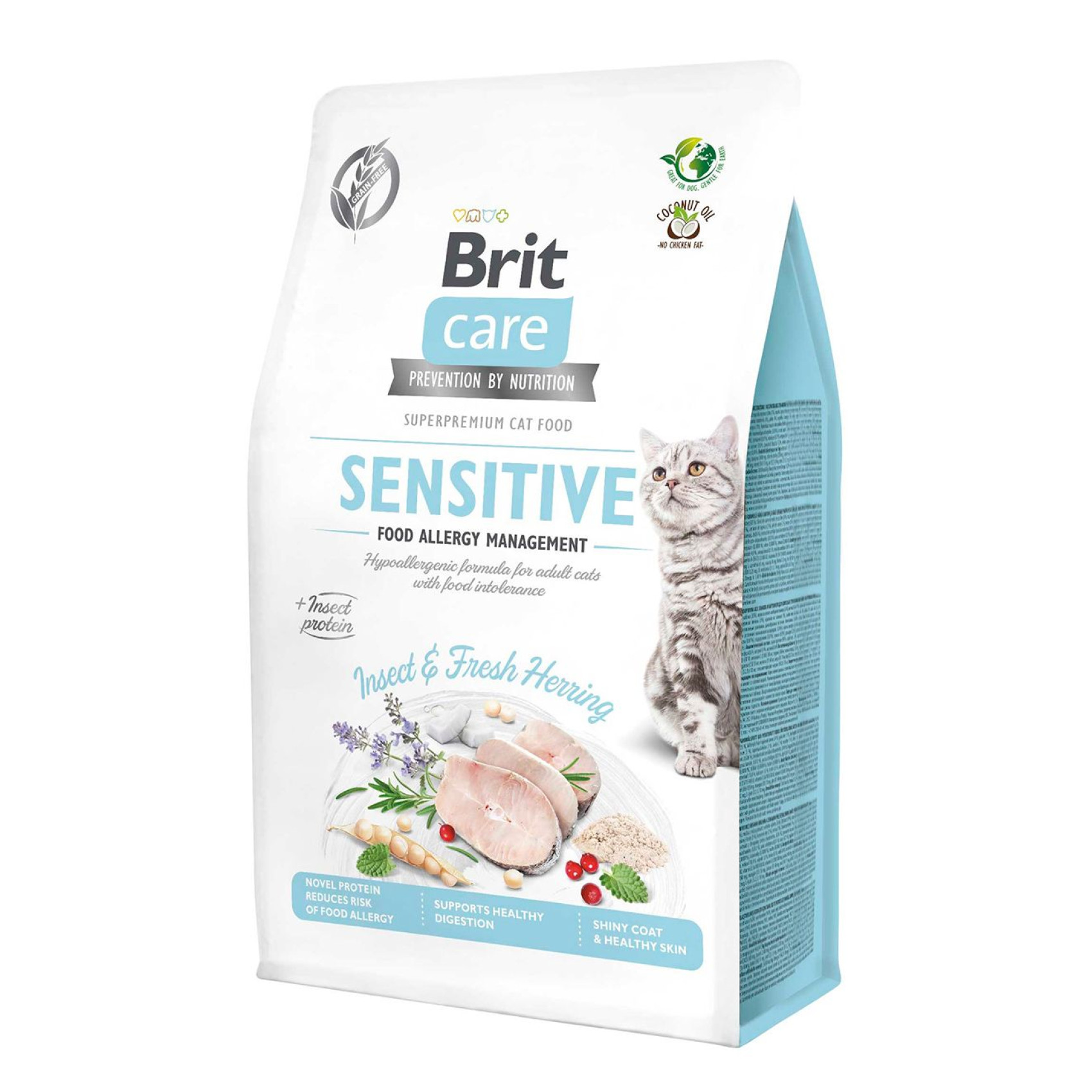 Сухий корм для котів з харчовою непереносимістю Brit Care Cat GF Insect 400 г (комахи та риба)
