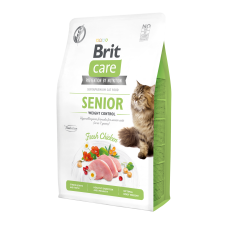 Сухой корм для пожилых кошек с лишним весом Brit Care Cat GF Senior Weight Control 2 кг - курица
