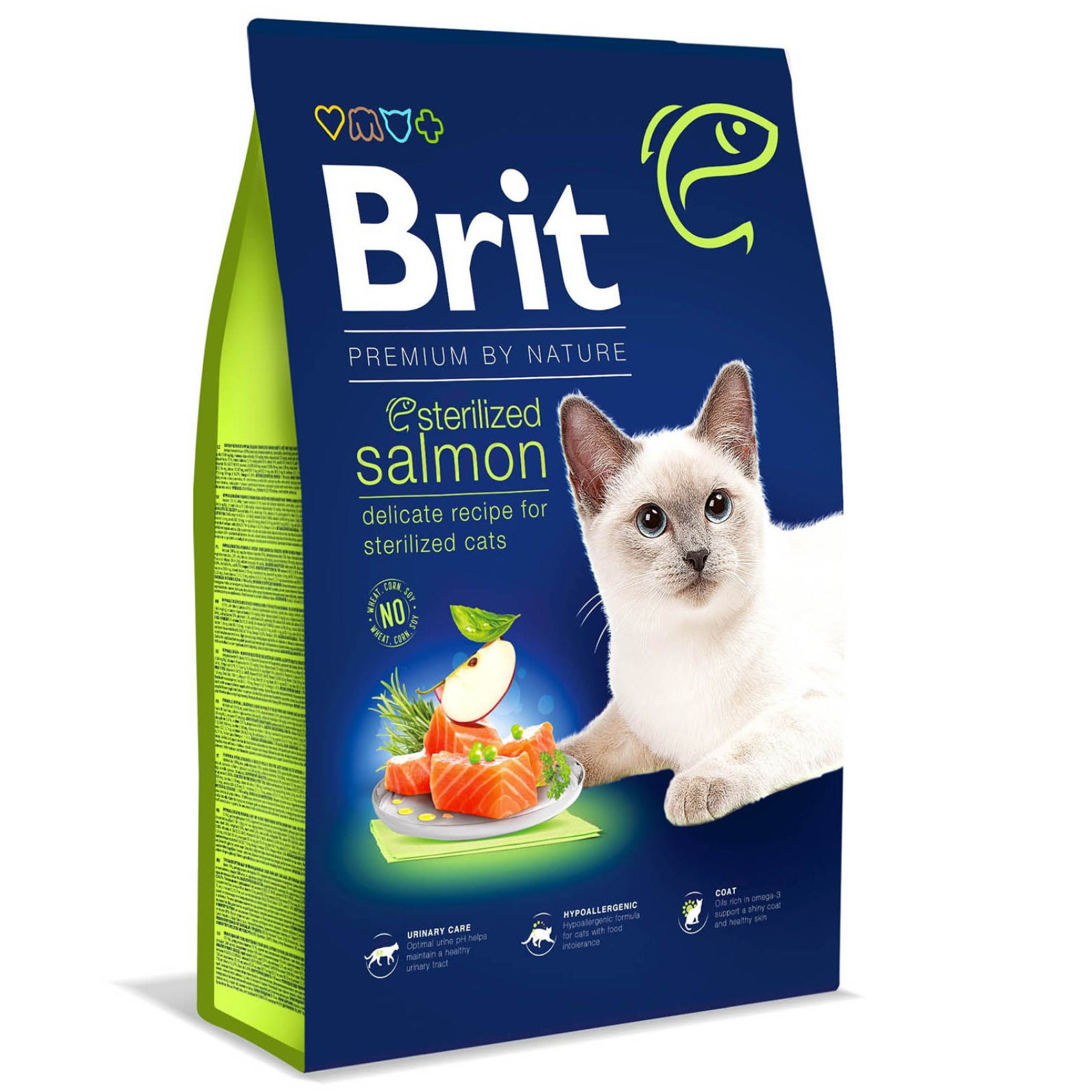 Сухой корм для стерилизованных котов Brit Premium by Nature Cat Sterilized Salmon 8 кг (лосось)