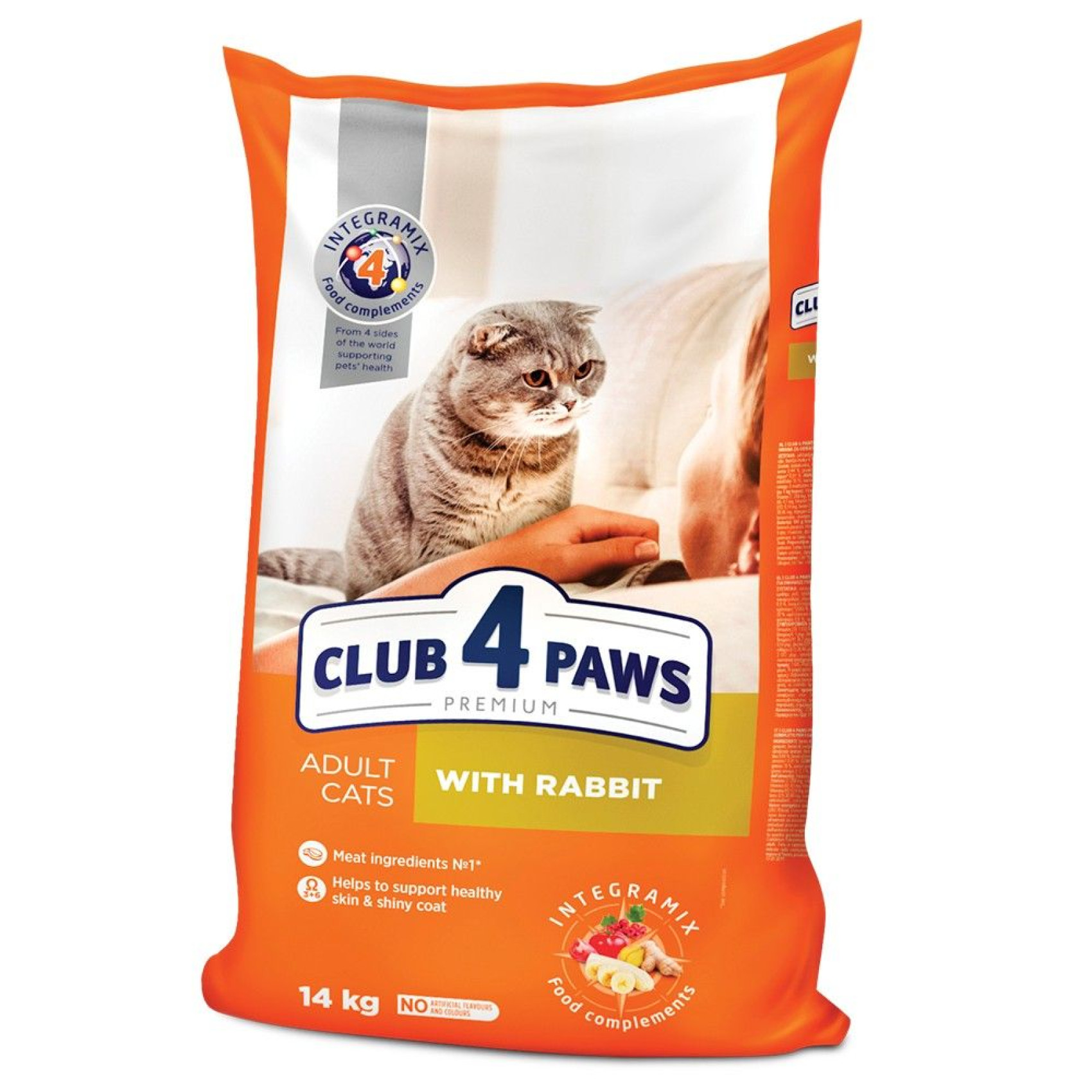 Сухий корм для дорослих котів Club 4 Paws Premium 14 кг - кролик