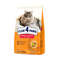 Сухой корм для кошек с эффектом выведения шерсти Club 4 Paws Premium 2 кг - курица
