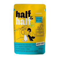 Влажный корм для кошек Half&Half Adult pouch 100 г - лосось 22шт
