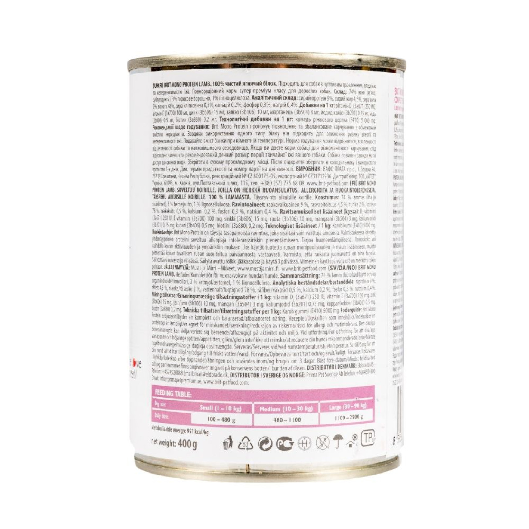 Влажный корм для собак Brit Care Mono Protein 400 г - ягненок