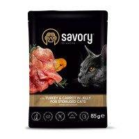 Влажный корм для стерилизованных кошек Savory 85 г - индейка и морковь