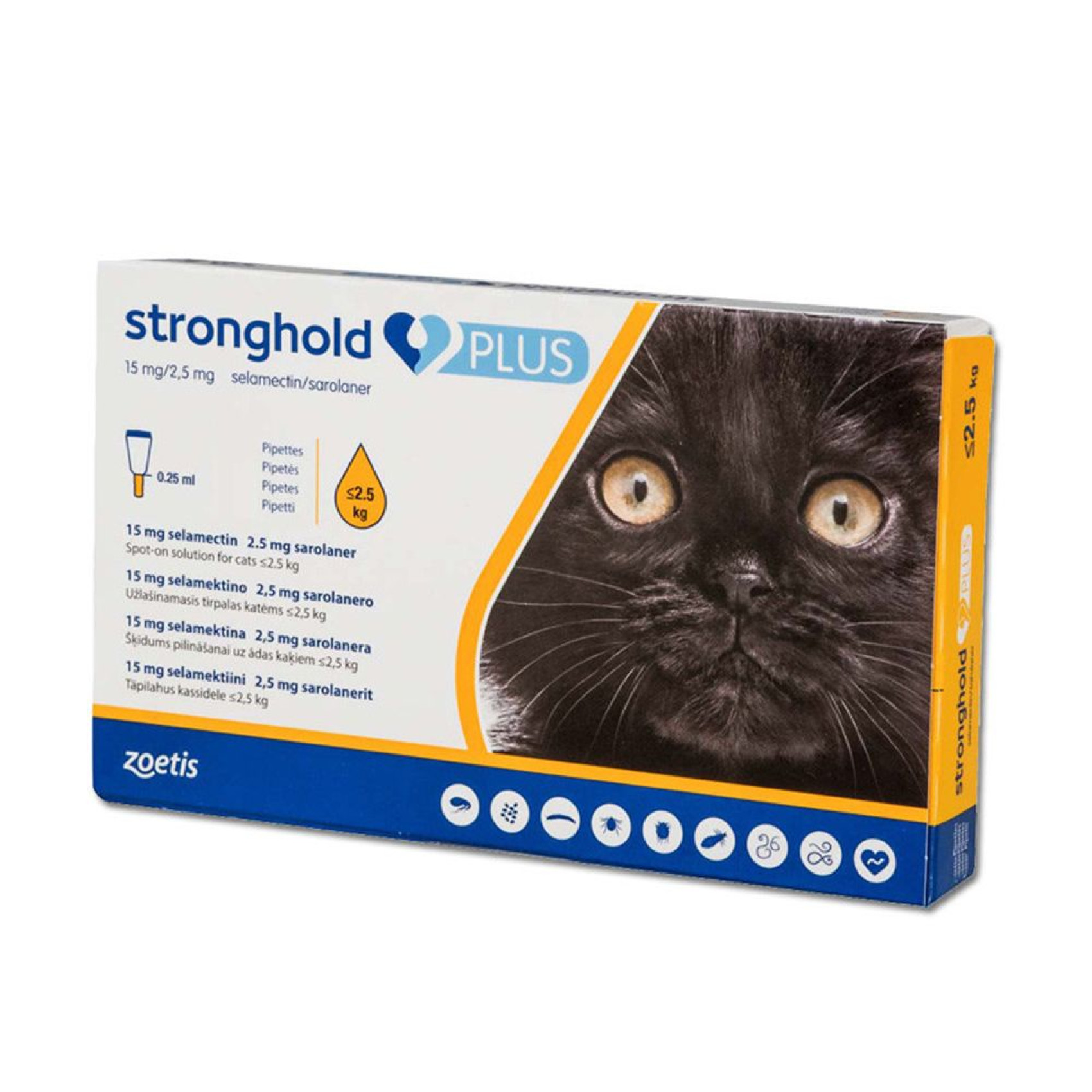 Краплі на холку для котів Zoetis Stronghold Plus до 2,5 кг, 1 шт