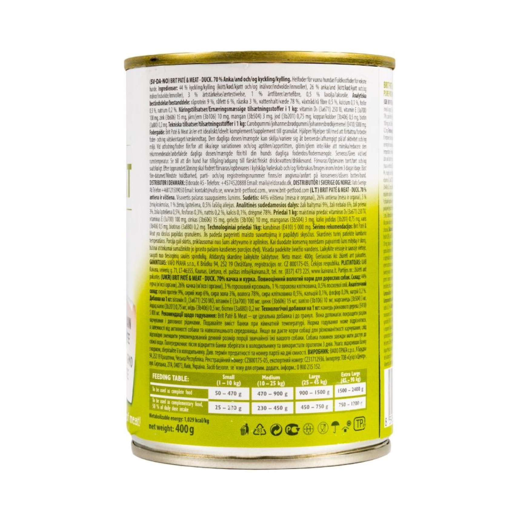 Влажный корм для собак Brit Care Pate & Meat 400 г - курица и утка