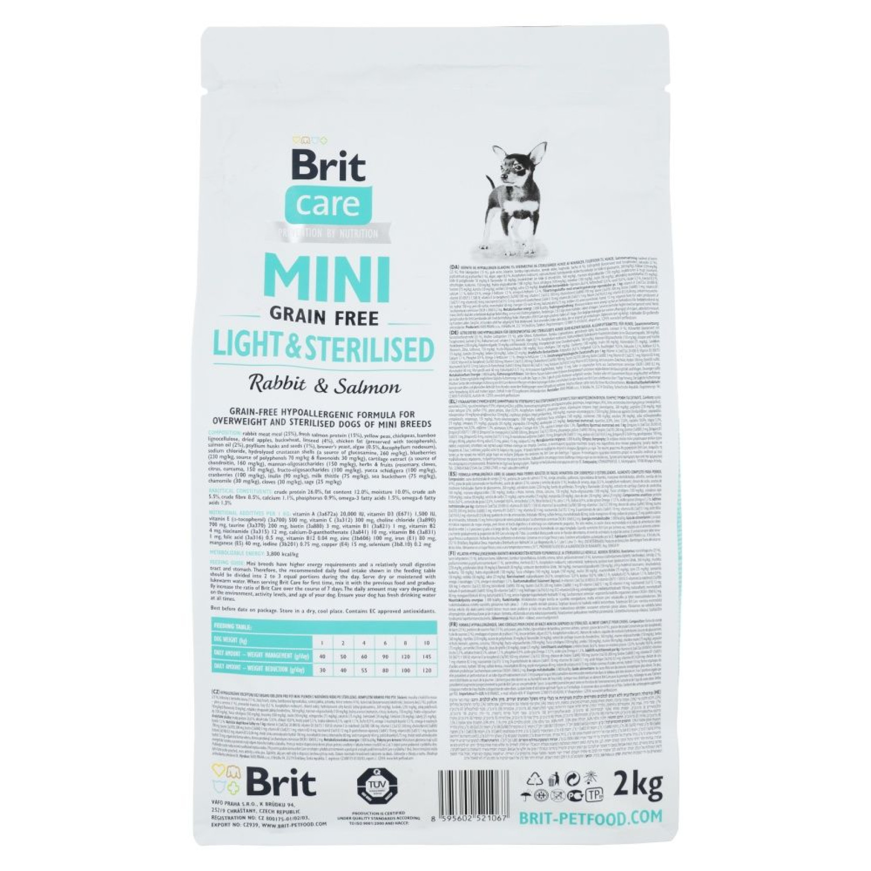 Сухой корм для собак Brit Care Grain Free Mini Light & Sterilised 2 кг - лосось и кролик