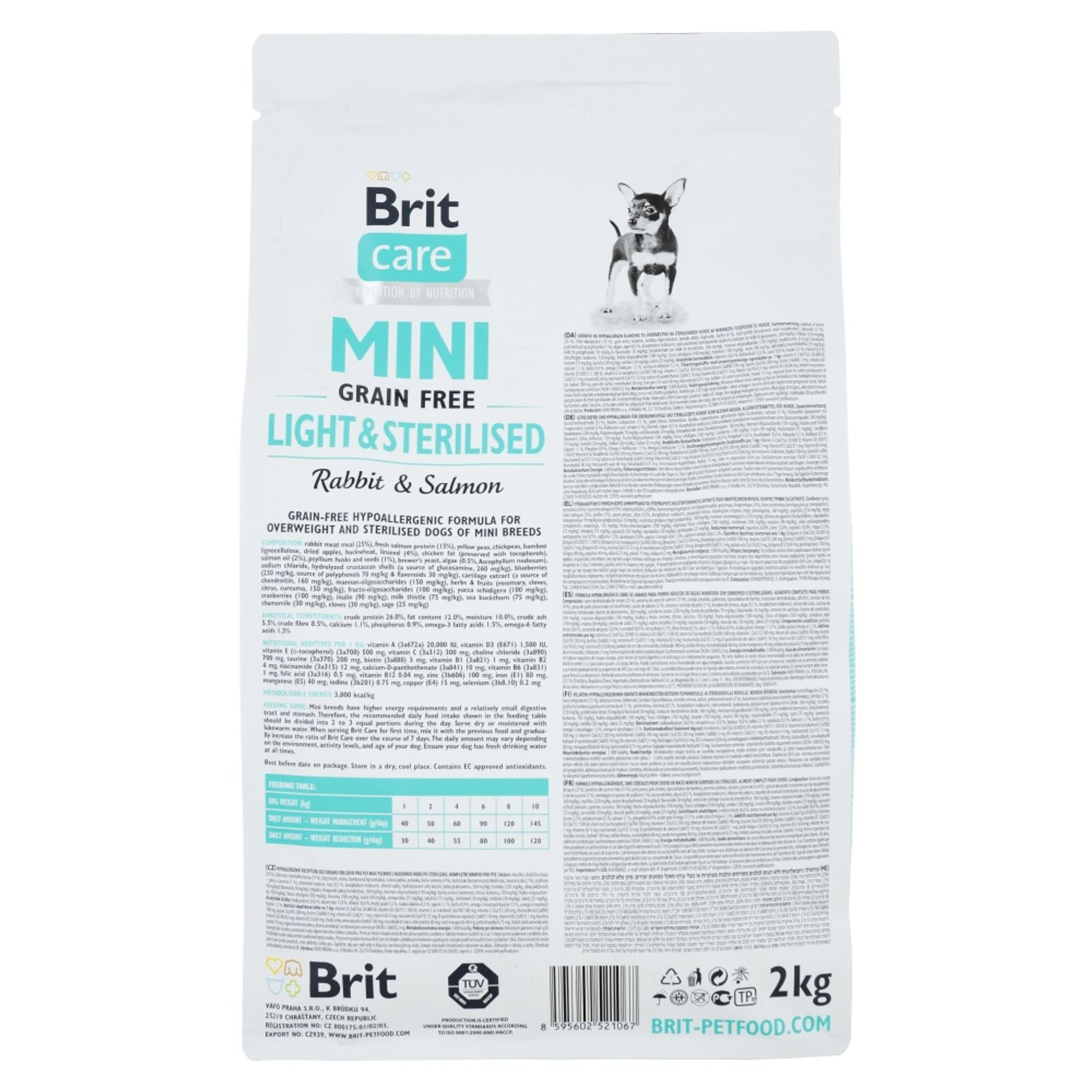 Сухой корм для собак Brit Care Grain Free Mini Light & Sterilised 2 кг - лосось и кролик