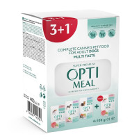 Влажный корм для собак Optimeal Complete Canned Pet Food Adult 3+1 pouch 400 г - ассорти