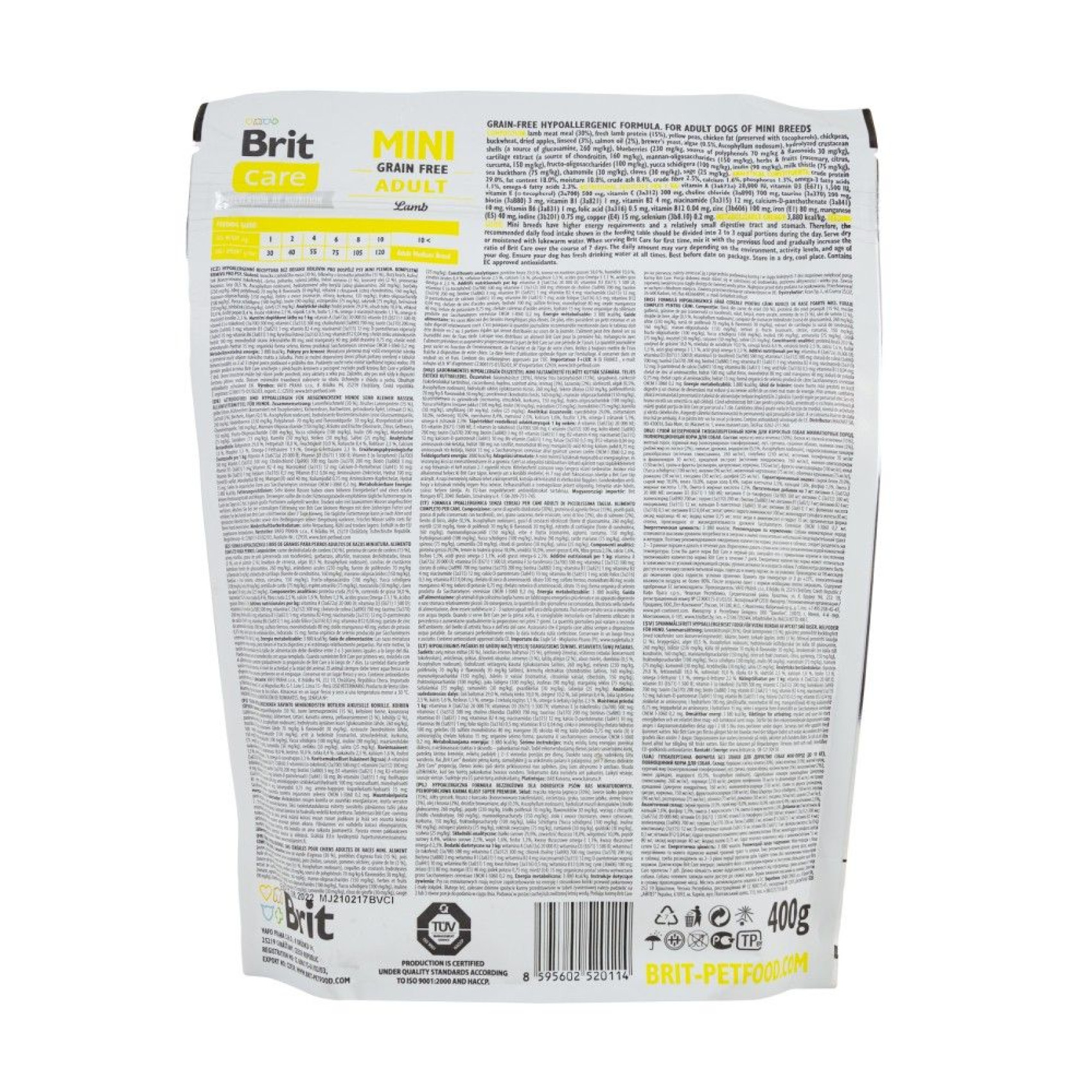 Сухой корм для собак Brit Care Grain Free Mini Adult 400 г - ягненок
