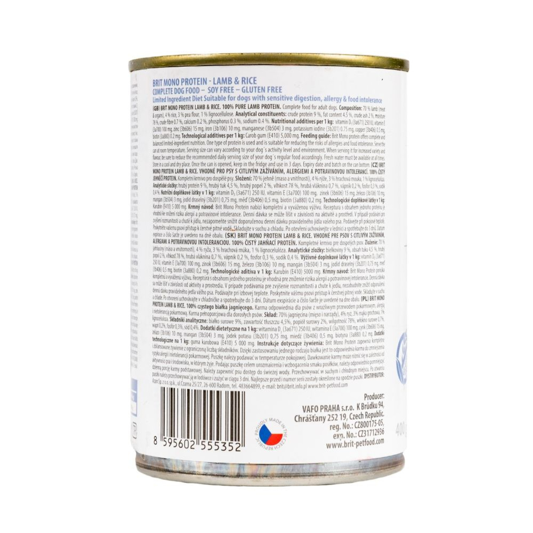 Влажный корм для собак Brit Care Mono Protein 400 г - ягненок и рис