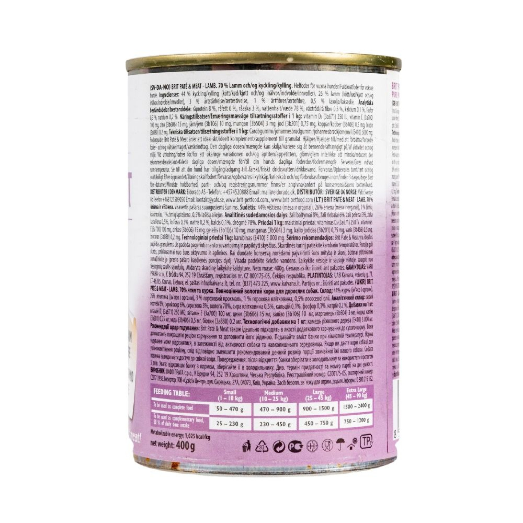 Влажный корм для собак Brit Care Pate & Meat 400 г - курица и ягненок