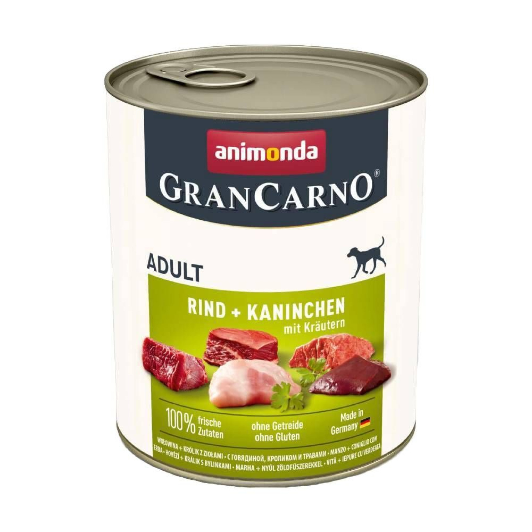 Вологий корм для собак Animonda GranCarno Adult 800 г - яловичина, кролик та трави