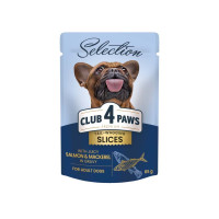 Вологий корм для дорослих собак малих порід собак Club 4 Paws Premium Selection pouch 12x85 г  (лосось та макрель)