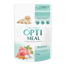 Влажный корм для щенков OPTIMEAL pouch 100 г (индейка и морковь в соусе) 12шт