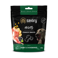 Хрустящие лакомства для взрослых собак Savory 200 г — кролик и черноплодная рябина