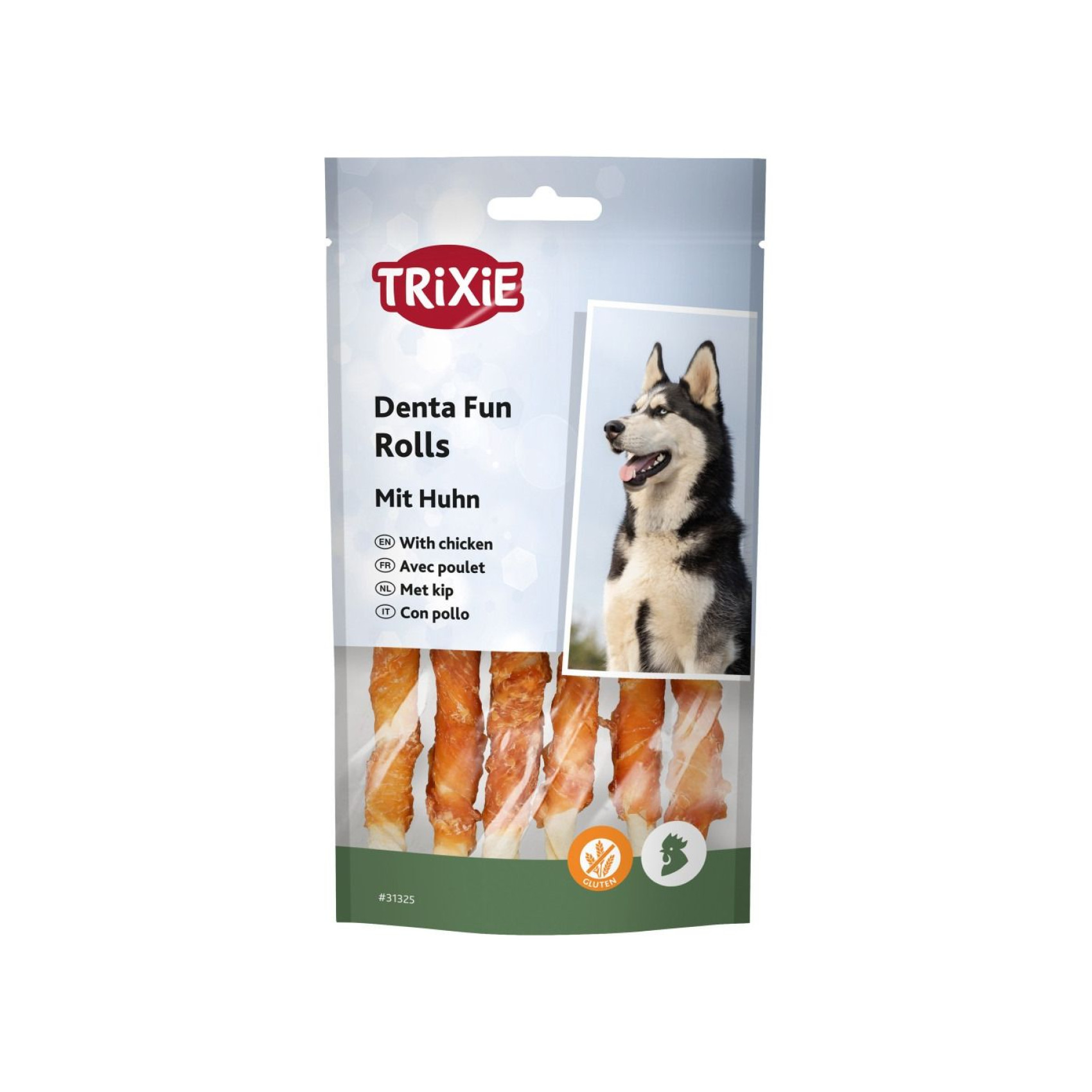Лакомство Trixie Denta Fun Chewing Rolls для собак Палочка для чистки зубов с курицей 12 см 70 г 6 шт