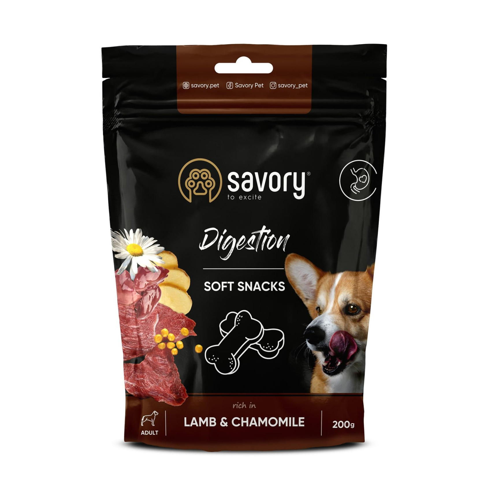 Ласощі для собак Savory 200 г - ягня і ромашка