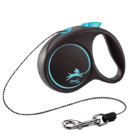 Повідець-рулетка для собак Flexi Black Design, з тросом S 5м/12 кг - синя