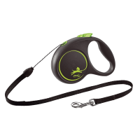 Повідець-рулетка для собак Flexi Black Design, з тросом XS 3 м/8 кг - зелена