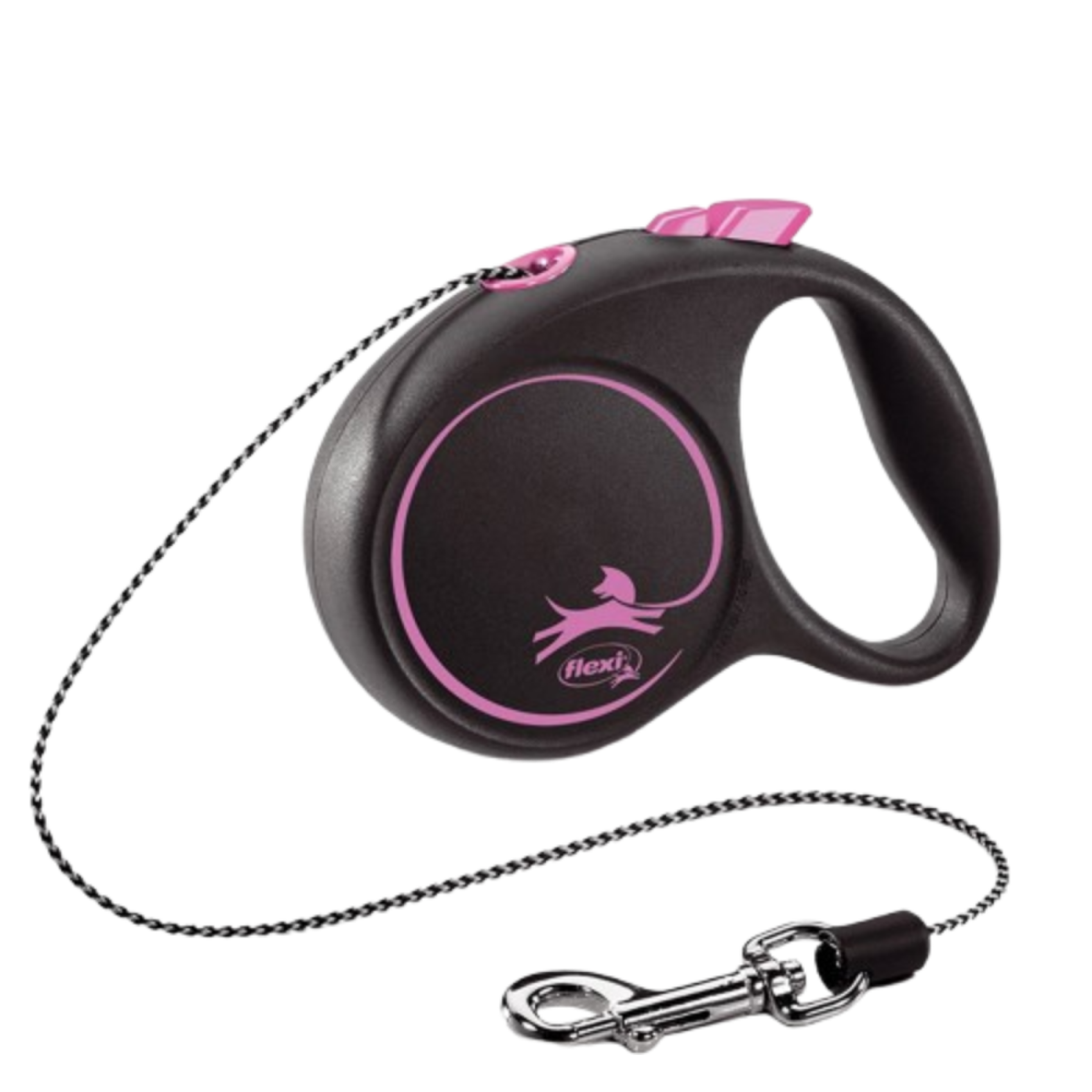 Повідець-рулетка для собак Flexi Black Design, з тросом XS 3 м/8 кг - рожева