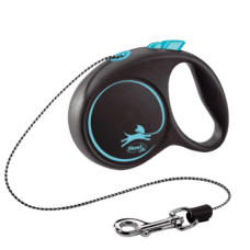 Повідець-рулетка для собак Flexi Black Design, з тросом XS 3 м/8 кг - синя