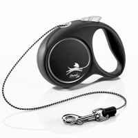 Повідець-рулетка для собак Flexi Black Design, з тросом XS 3 м/8 кг - чорна