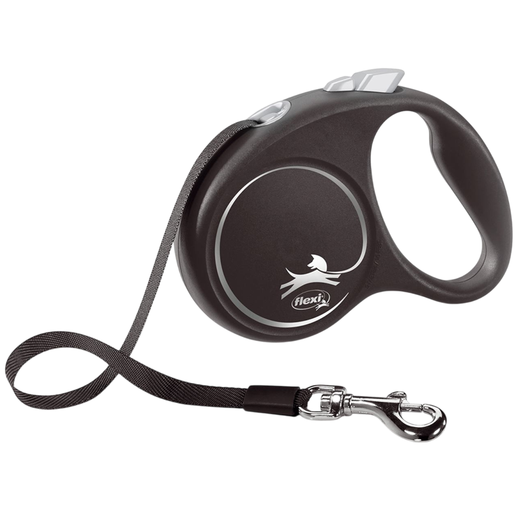 Повідець-рулетка для собак Flexi Black Design, зі стрічкою S 5 м/15 кг - чорна