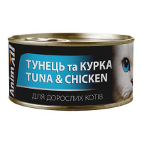 Влажный корм для кошек AnimAll Adult 85 г - тунец и курица