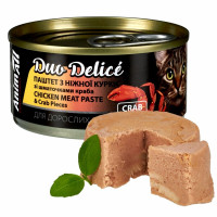 Вологий корм для котів AnimAll Duo Delice Adult 80 г - курка та краб