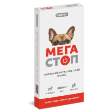 Капли на холку для собак PROVET Мегастоп от 4 до 10 кг, 4 шт
